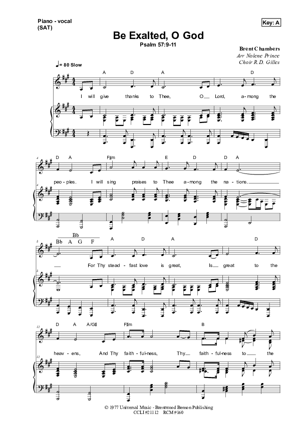 Be Exalted O God Piano/Vocal (SAT) (Dennis Prince / Nolene Prince)