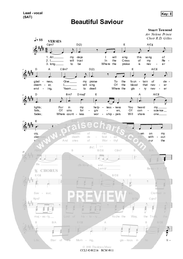 Beautiful Savior Lead Sheet (SAT) (Dennis Prince / Nolene Prince)