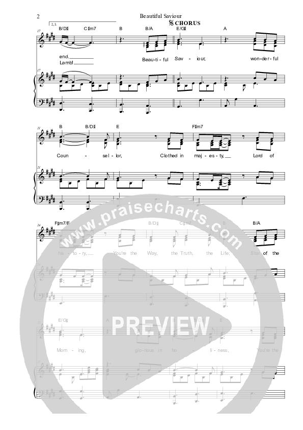 Beautiful Savior Piano/Vocal (SAT) (Dennis Prince / Nolene Prince)