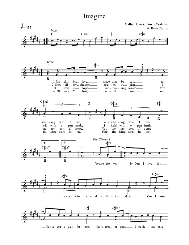 Imagine Lead Sheet (Life Worship / Jonny Crabtree)