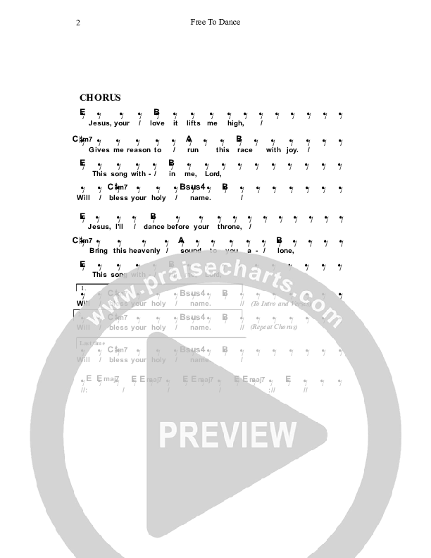 Free To Dance Chords & Lyrics (Dennis Prince / Nolene Prince)