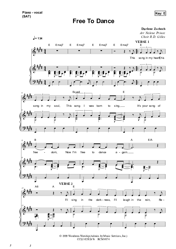 Free To Dance Piano/Vocal (SAT) (Dennis Prince / Nolene Prince)