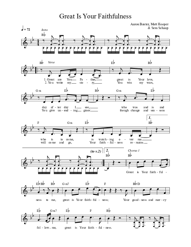 Great Is Your Faithfulness Lead Sheet (Eby Corydon / Life Worship / Matt Hooper)