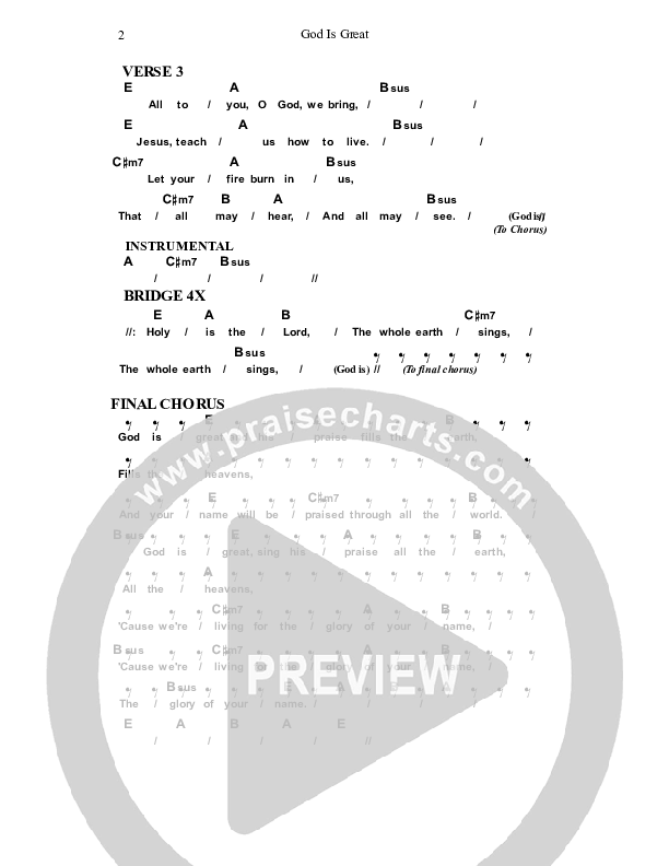 God Is Great Chords & Lyrics (Dennis Prince / Nolene Prince)