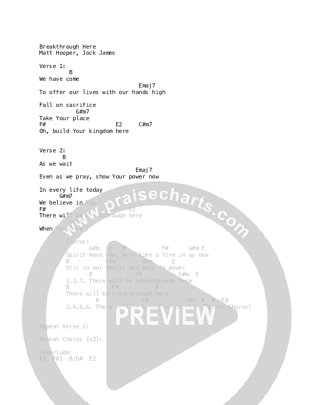Breakthrough Here Chords & Lyrics (Life Worship / Jock James)
