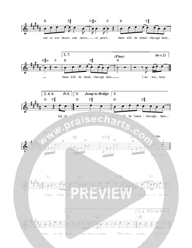 Breakthrough Here Lead Sheet (Life Worship / Jock James)