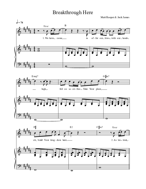 Breakthrough Here Piano/Vocal (Life Worship / Jock James)