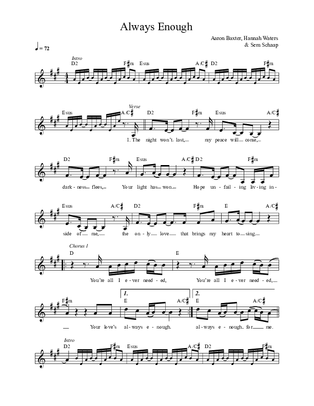 Always Enough Lead Sheet (Life Worship / Aaron Baxter)