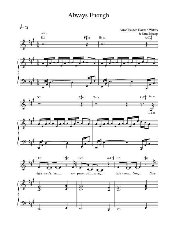 Always Enough Piano/Vocal (Life Worship / Aaron Baxter)