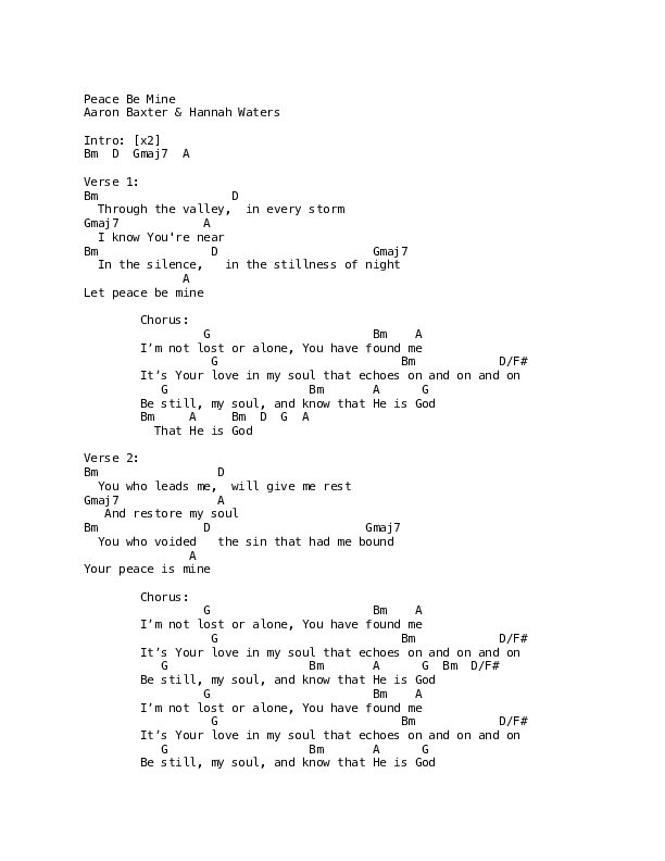 Peace Be Mine Chords & Lyrics (Life Worship / Amy Haguma)