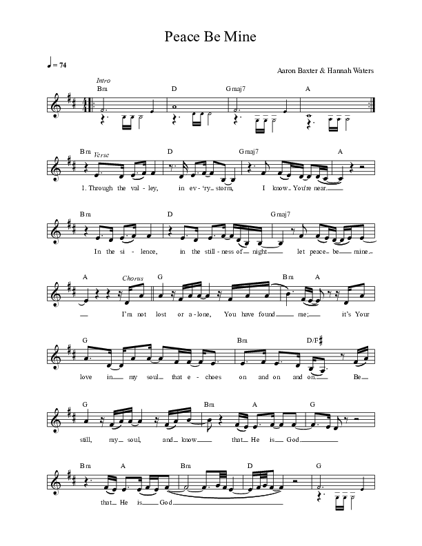 Peace Be Mine Lead Sheet (Life Worship / Amy Haguma)
