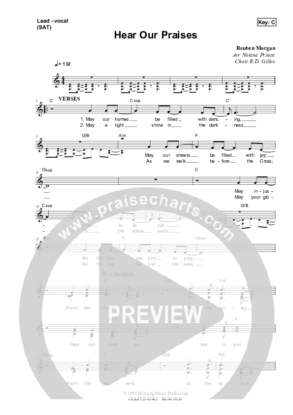 Hear Our Praises Lead Sheet (SAT) (Dennis Prince / Nolene Prince)