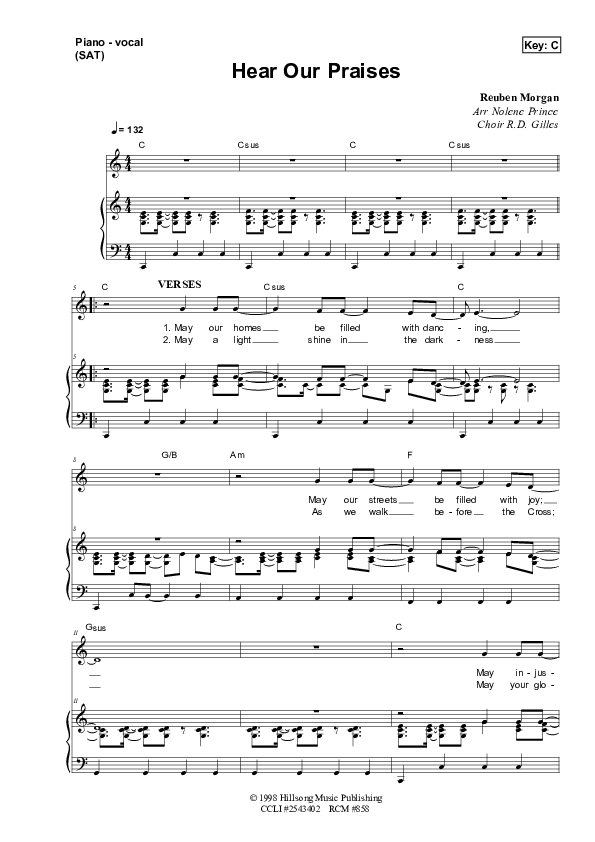 Hear Our Praises Piano/Vocal (SAT) (Dennis Prince / Nolene Prince)