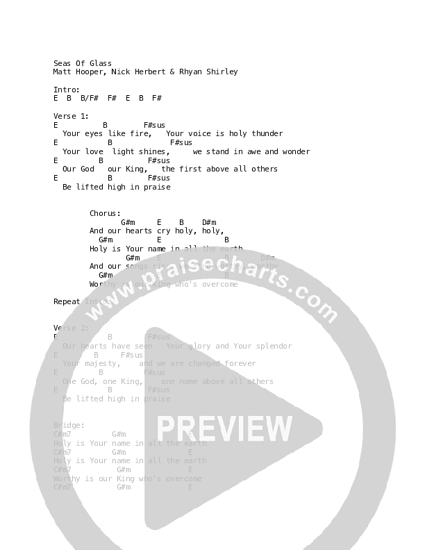 Seas Of Glass Chords & Lyrics (Life Worship / Matt Hooper)