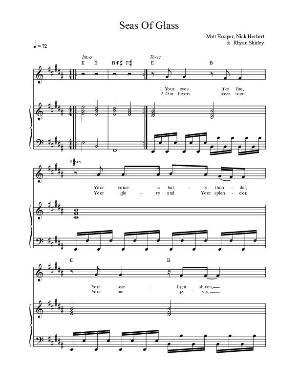 Seas Of Glass Piano/Vocal (Life Worship / Matt Hooper)