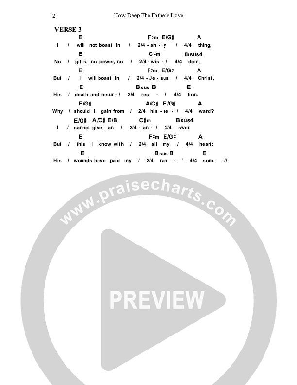 How Deep The Father's Love For Us Chords & Lyrics (Dennis Prince / Nolene Prince)