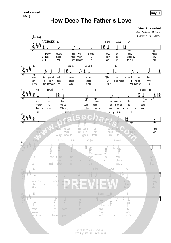 How Deep The Father's Love For Us Lead Sheet (SAT) (Dennis Prince / Nolene Prince)