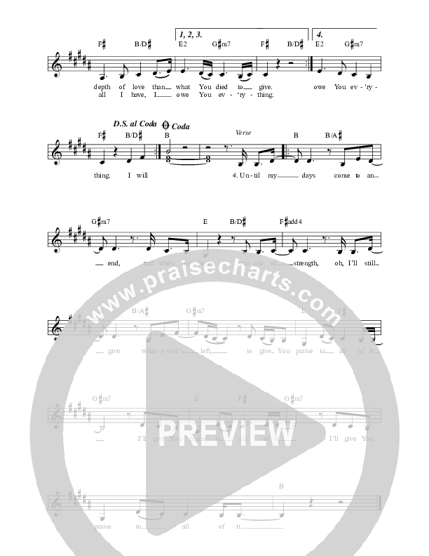 A Thousand Times (Thank You) Lead Sheet (Life Worship / Chelsea Carins / Ryan Carins)