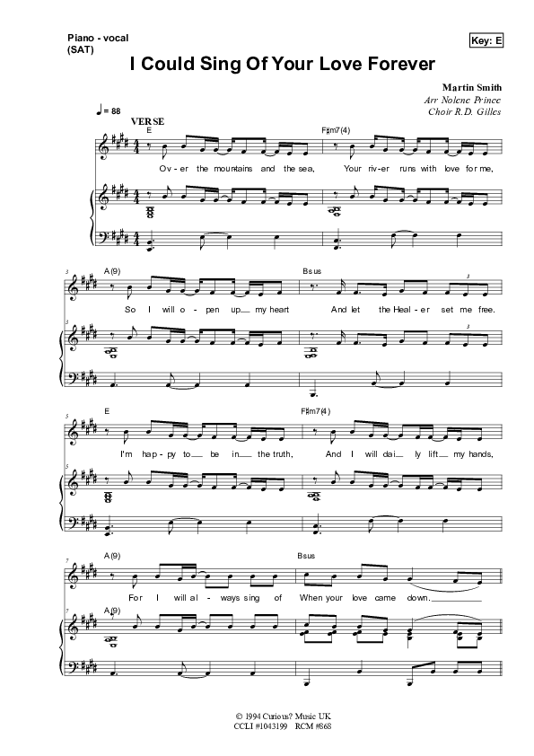 I Could Sing Of Your Love Forever Lead & Piano (Dennis Prince / Nolene Prince)