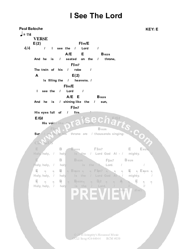 I See The Lord Chords & Lyrics (Dennis Prince / Nolene Prince)