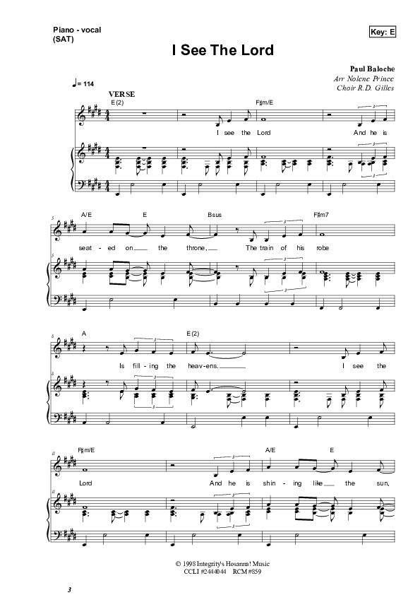 I See The Lord Lead & Piano (Dennis Prince / Nolene Prince)