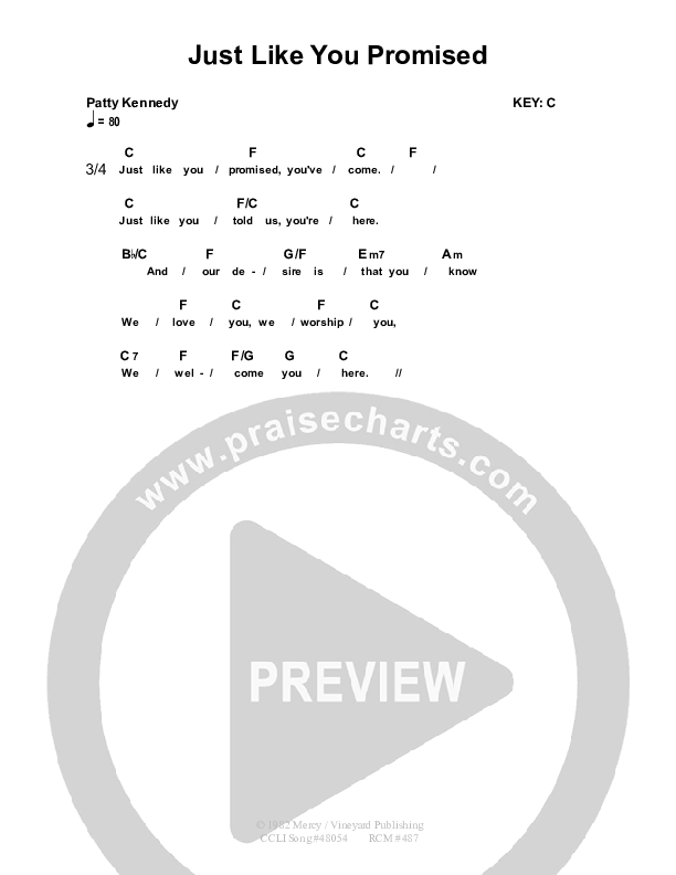 Just Like You Promised Chords & Lyrics (Dennis Prince / Nolene Prince)