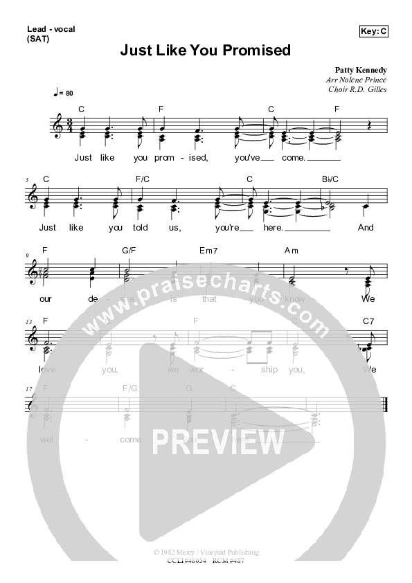 Just Like You Promised Lead & Piano (Dennis Prince / Nolene Prince)