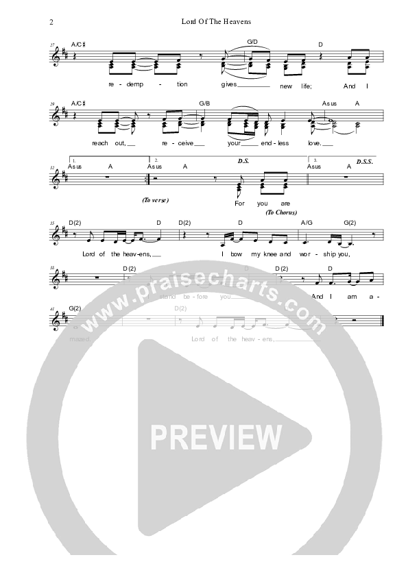 Lord Of The Heavens Lead Sheet (SAT) (Dennis Prince / Nolene Prince)