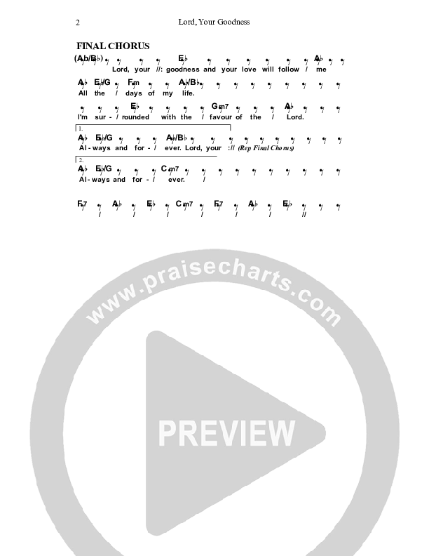 Lord Your Goodness Chords & Lyrics (Dennis Prince / Nolene Prince)