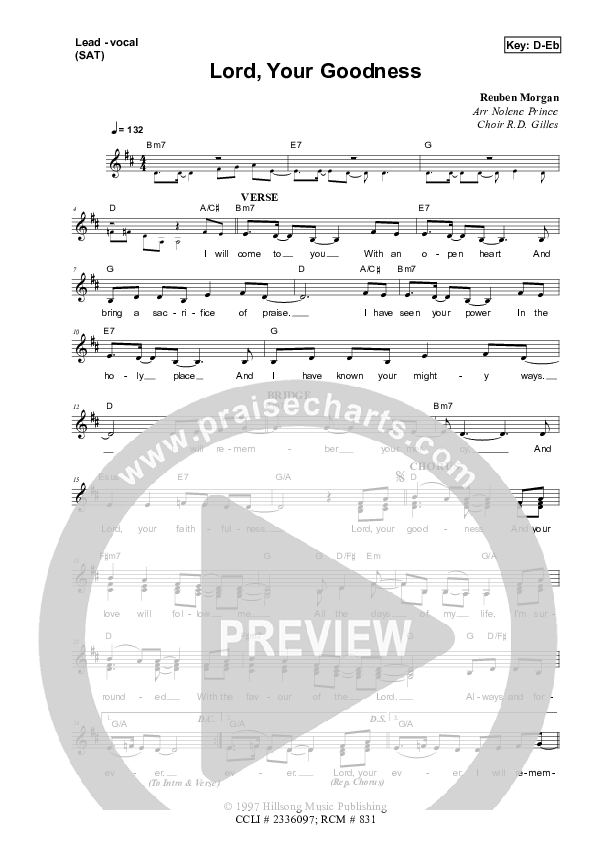 Lord Your Goodness Lead & Piano (Dennis Prince / Nolene Prince)