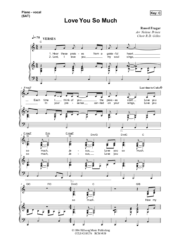 Love You So Much Lead & Piano (Dennis Prince / Nolene Prince)