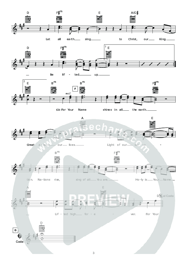 For Your Name Lead Sheet (Hillsong Worship)
