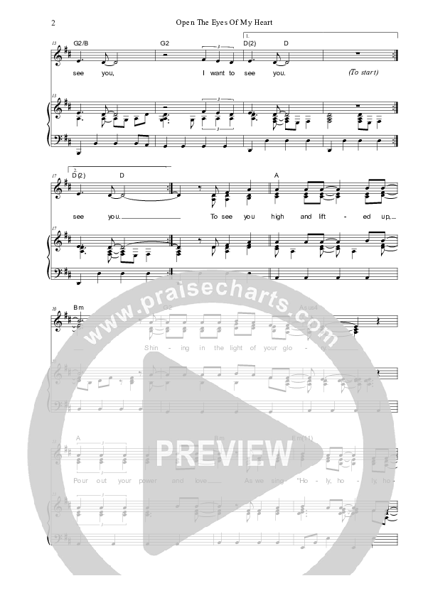 Open The Eyes Of My Heart Piano/Vocal (SAT) (Dennis Prince / Nolene Prince)