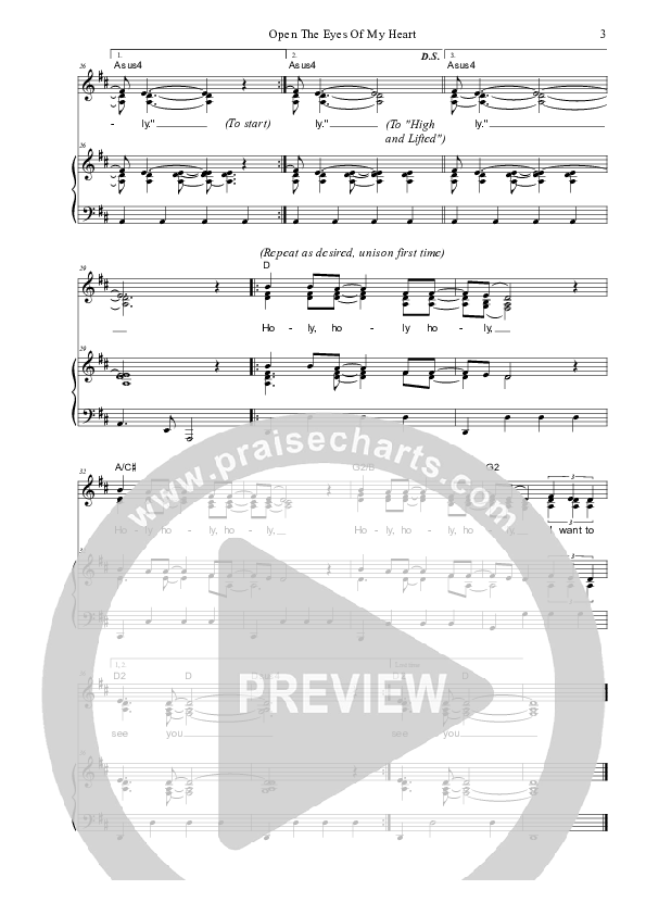 Open The Eyes Of My Heart Piano/Vocal (SAT) (Dennis Prince / Nolene Prince)