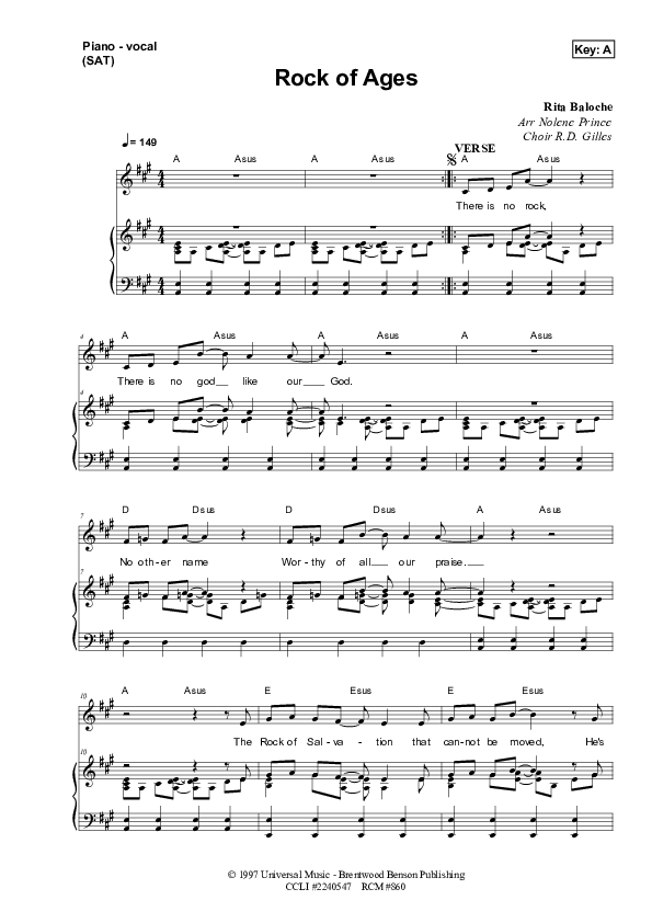 Rock Of Ages Lead & Piano (Dennis Prince / Nolene Prince)