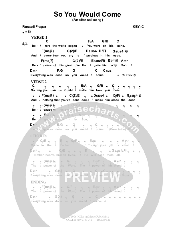 So You Would Come Chords & Lyrics (Dennis Prince / Nolene Prince)