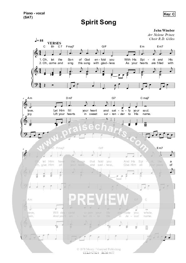 Spirit Song Piano/Vocal (SAT) (Dennis Prince / Nolene Prince)