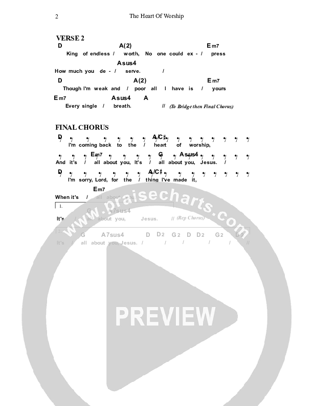 The Heart Of Worship Chords & Lyrics (Dennis Prince / Nolene Prince)