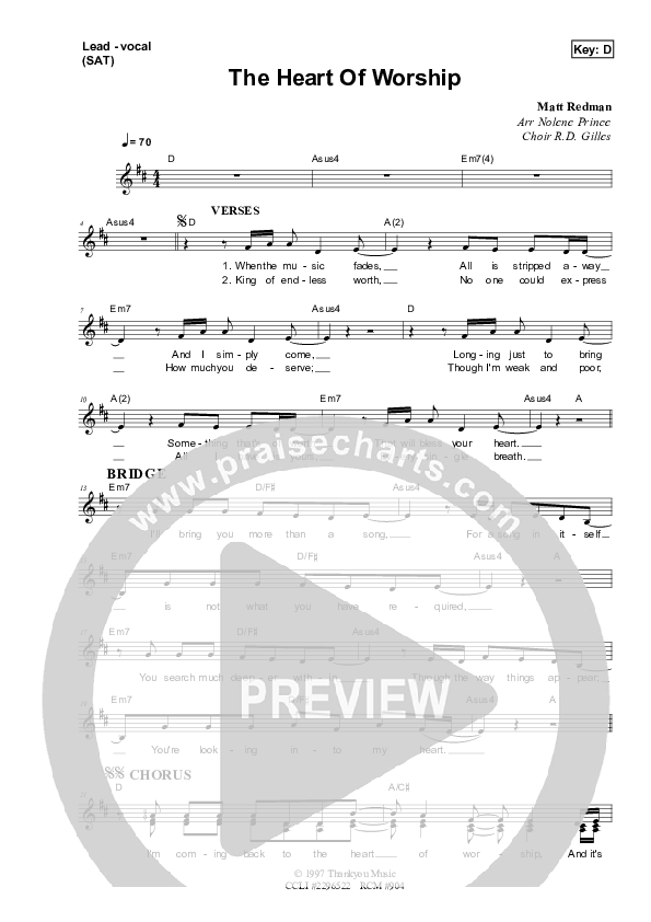 The Heart Of Worship Lead & Piano (Dennis Prince / Nolene Prince)