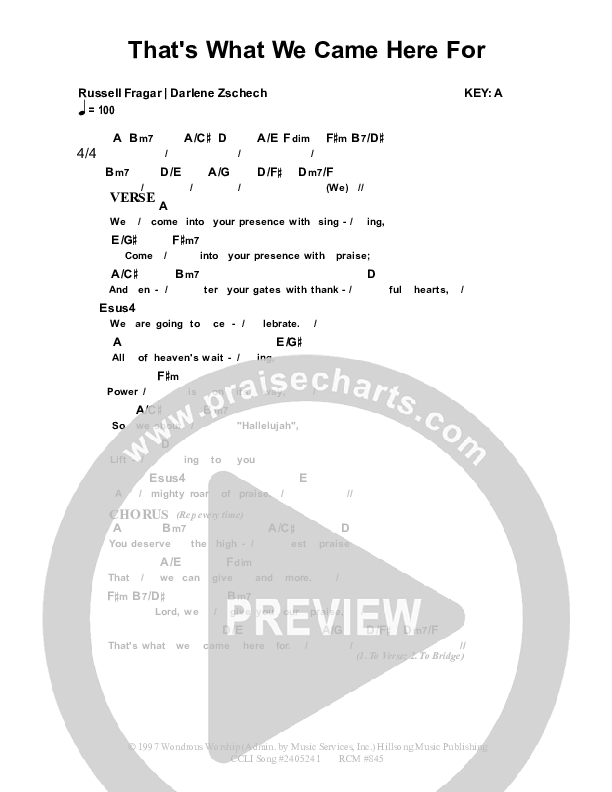 That's What We Came Here For Chord Chart (Dennis Prince / Nolene Prince)