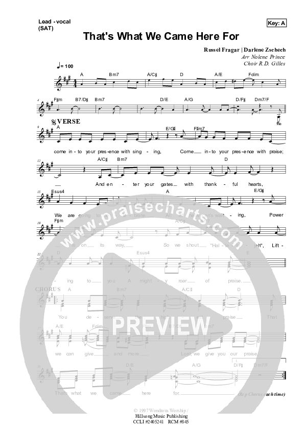 That's What We Came Here For Lead Sheet (SAT) (Dennis Prince / Nolene Prince)