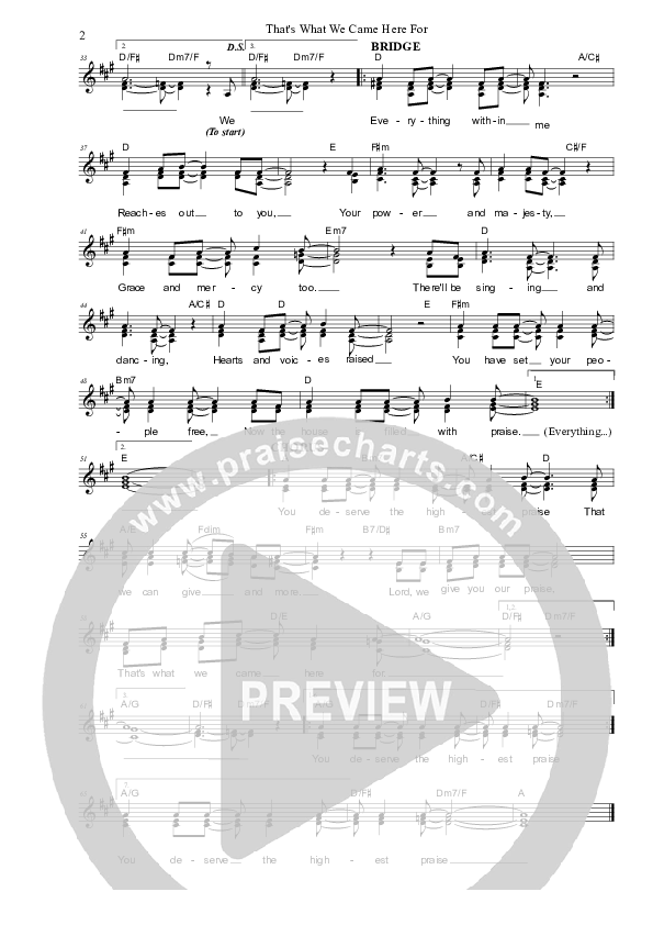 That's What We Came Here For Lead Sheet (SAT) (Dennis Prince / Nolene Prince)