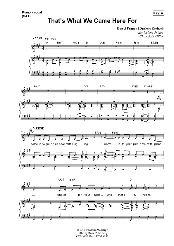 That's What We Came Here For Piano/Vocal (SAT) (Dennis Prince / Nolene Prince)