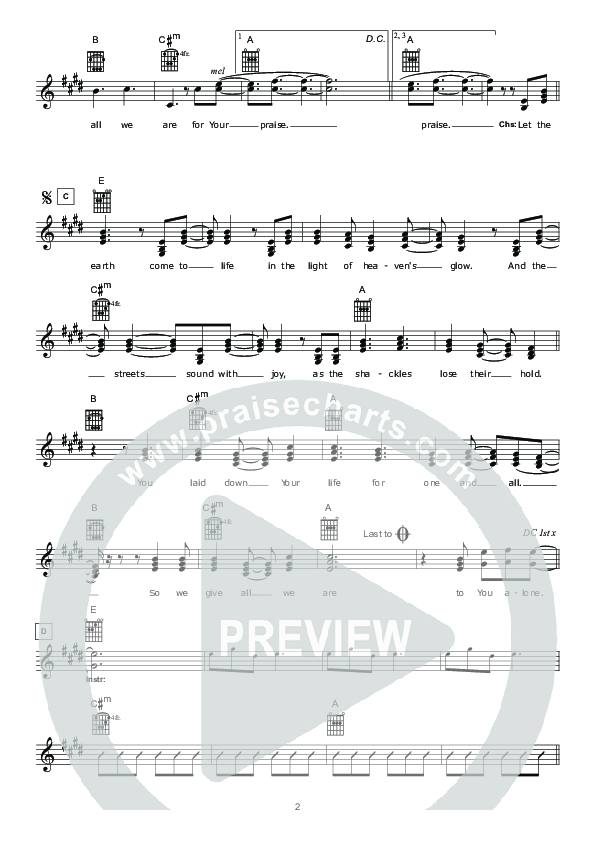 Glow Lead Sheet (Hillsong Worship)