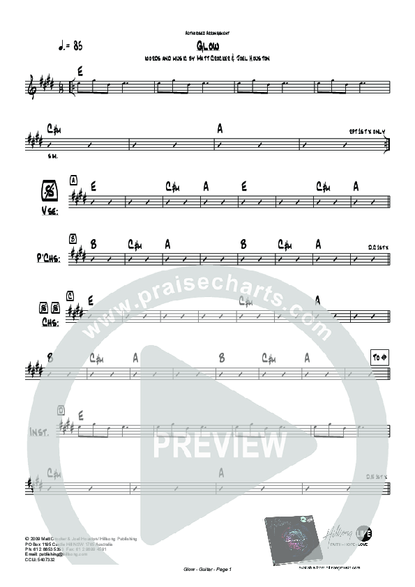 Glow Rhythm Chart (Hillsong Worship)