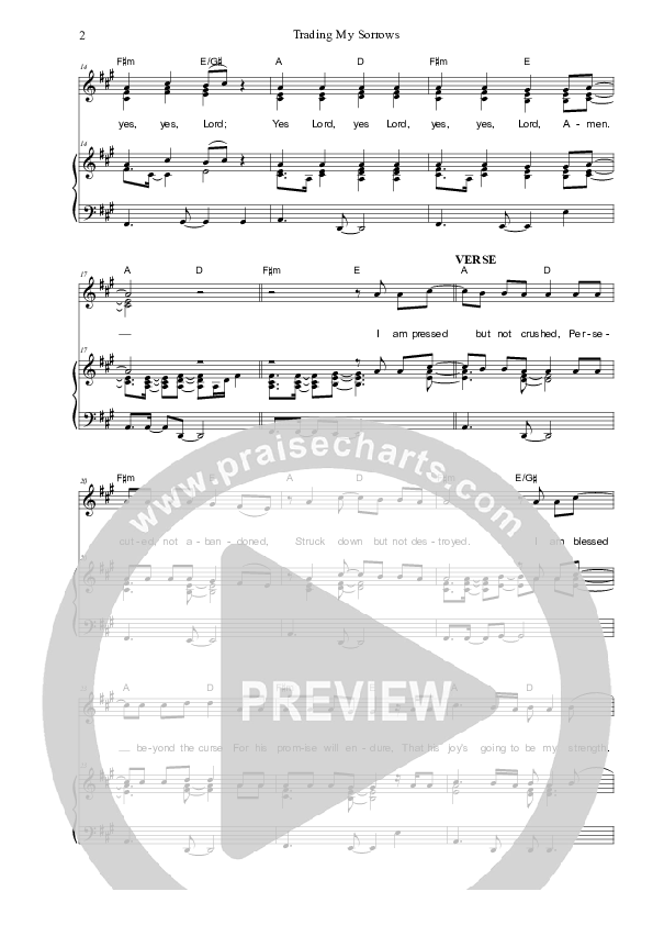 Trading My Sorrows Piano/Vocal (SAT) (Dennis Prince / Nolene Prince)