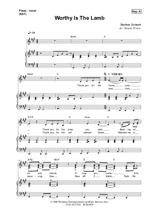 Worthy Is The Lamb Lead & Piano (Dennis Prince / Nolene Prince)