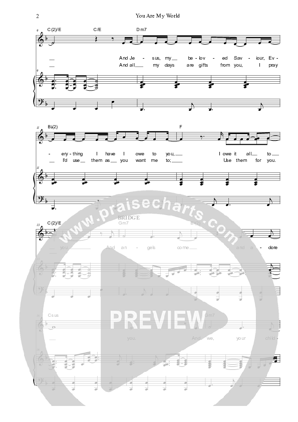 You Are My World Piano/Vocal (SAT) (Dennis Prince / Nolene Prince)