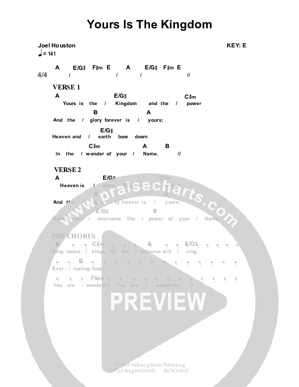 Yours Is The Kingdom Chords & Lyrics (Dennis Prince / Nolene Prince)