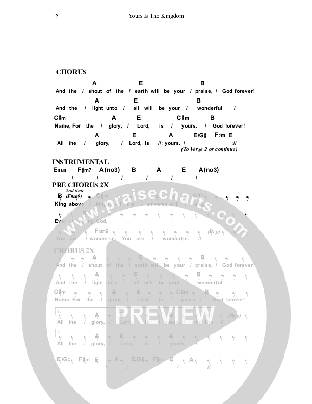 Yours Is The Kingdom Chords & Lyrics (Dennis Prince / Nolene Prince)